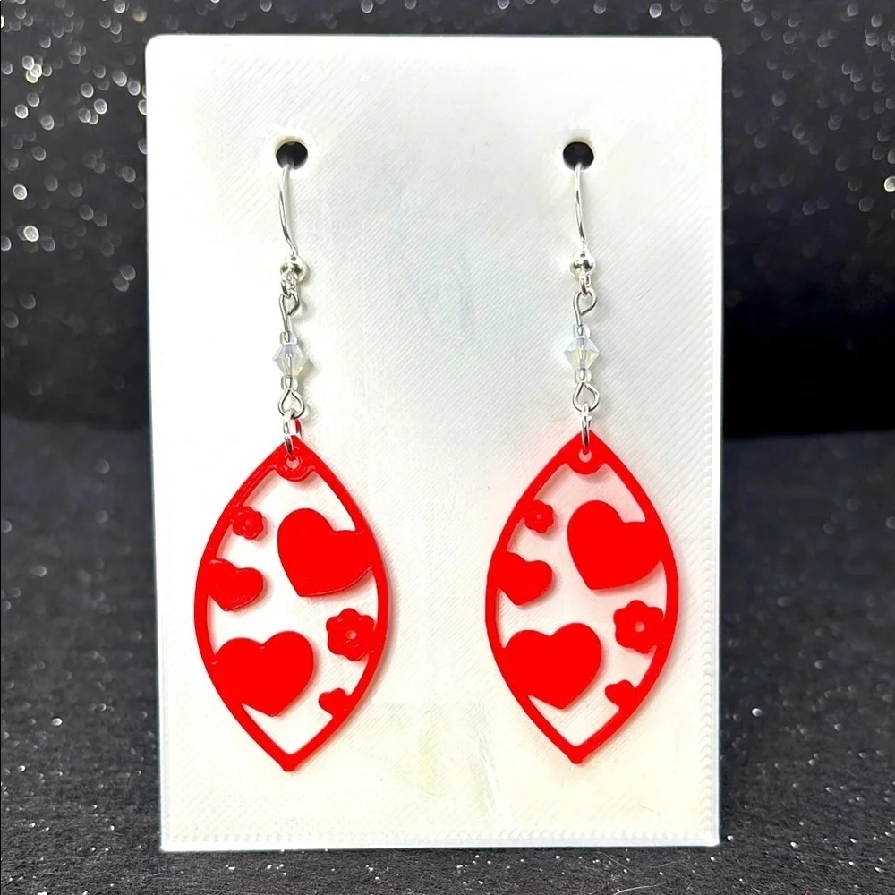 Red Heart Dangle Earrings